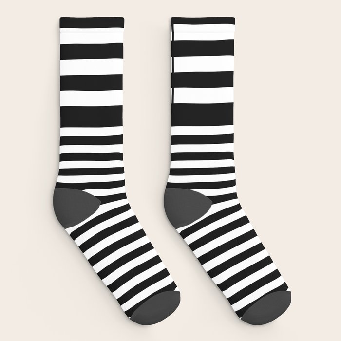 Simple black and white Socks by temas14mk Society6