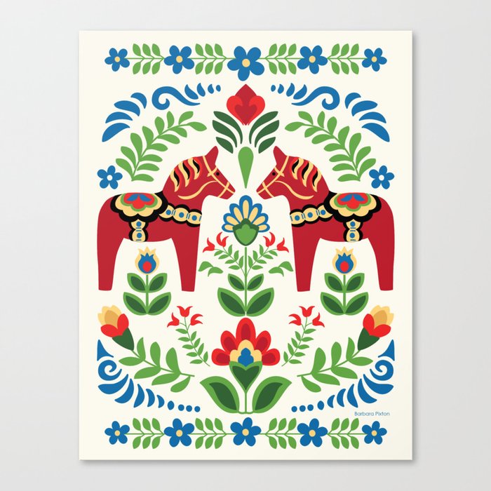 Swedish Dala Horses Red Leinwanddruck Swedish Dala Horses Red Leinwanddruck