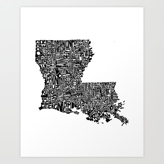 Typographic Louisiana Art Print