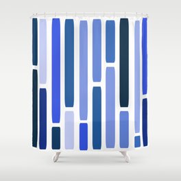 Mid Century Modern Stripes Blue Shower Curtain