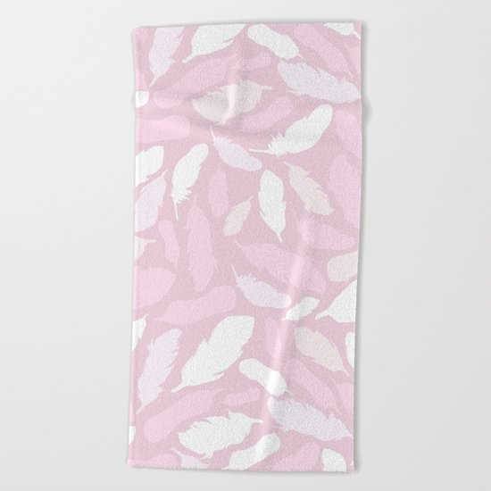 Feather Pattern Pink Beach Towel