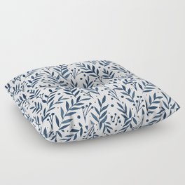 Festive watercolor branches - indigo Floor Pillow
