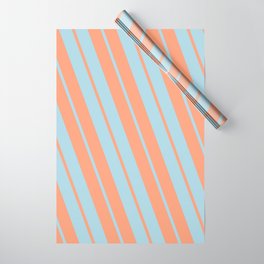 [ Thumbnail: Light Blue & Light Salmon Colored Pattern of Stripes Wrapping Paper ]
