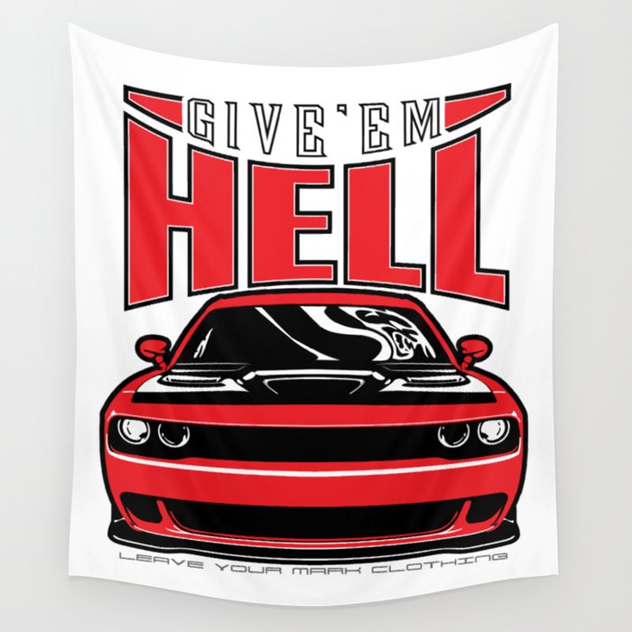 Give'em Hell Challenger Hellcat Wall Tapestry