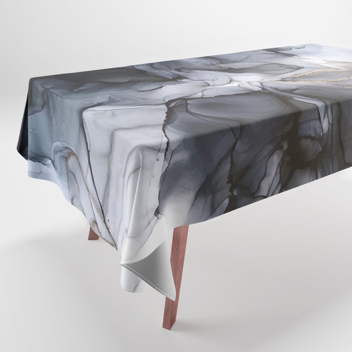 Calm but Dramatic Light Monochromatic Black & Grey Abstract Tablecloth