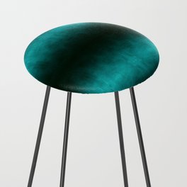 Watercolor Teal Ombré Shibori Counter Stool