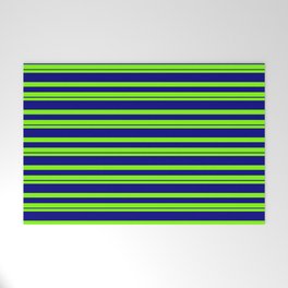 [ Thumbnail: Chartreuse and Blue Colored Lines/Stripes Pattern Welcome Mat ]