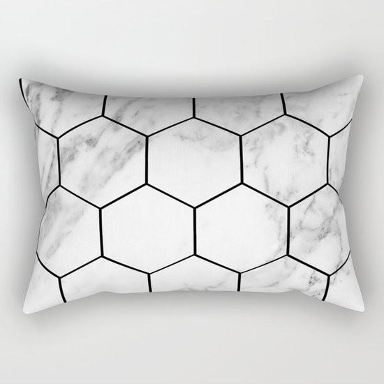 Marble hexagonal tiles - geometric beehive Rectangular Pillow