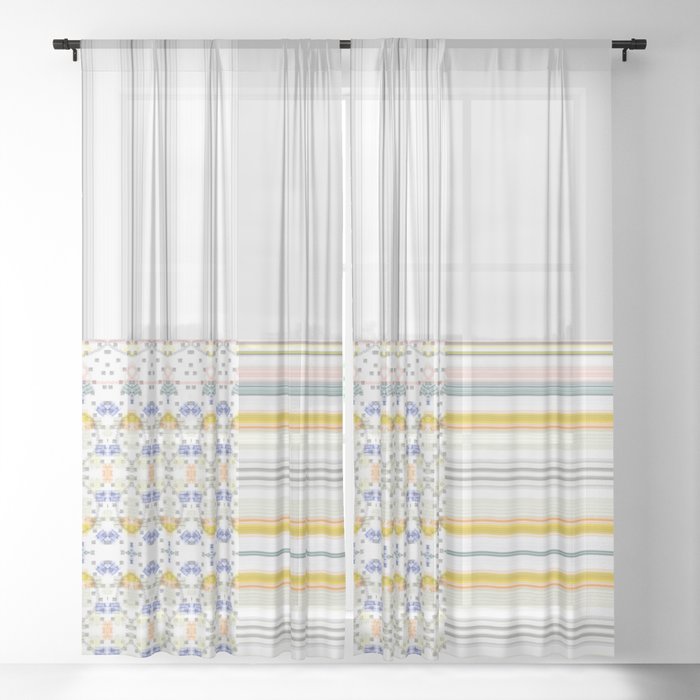 Mix Match Yellow Multi Pattern Sheer Curtain By Artaddiction45