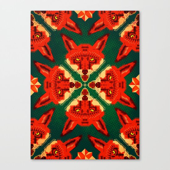Fox Cross geometric pattern Canvas Print
