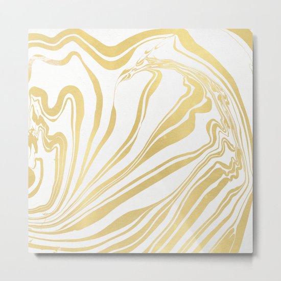 Bronze Copper Gold Rush Marble Ink Swirl Metal Print