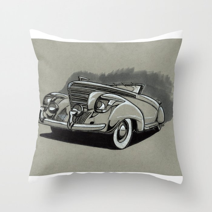 30s Vintage Car Throw Pillow