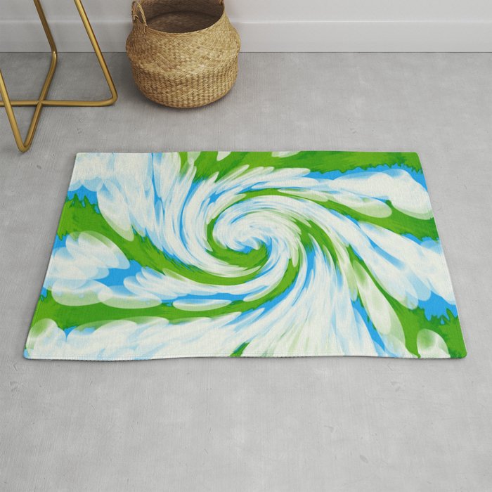 Groovy Green Blue Swirl Rug