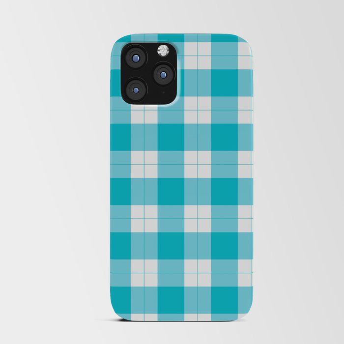 Winter Soft Blue and White Buffalo Plaid Check Pattern iPhone Card Case