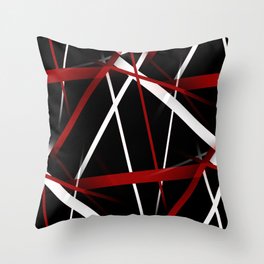Seamless Red and White Stripes on A Black Background Throw Pillow