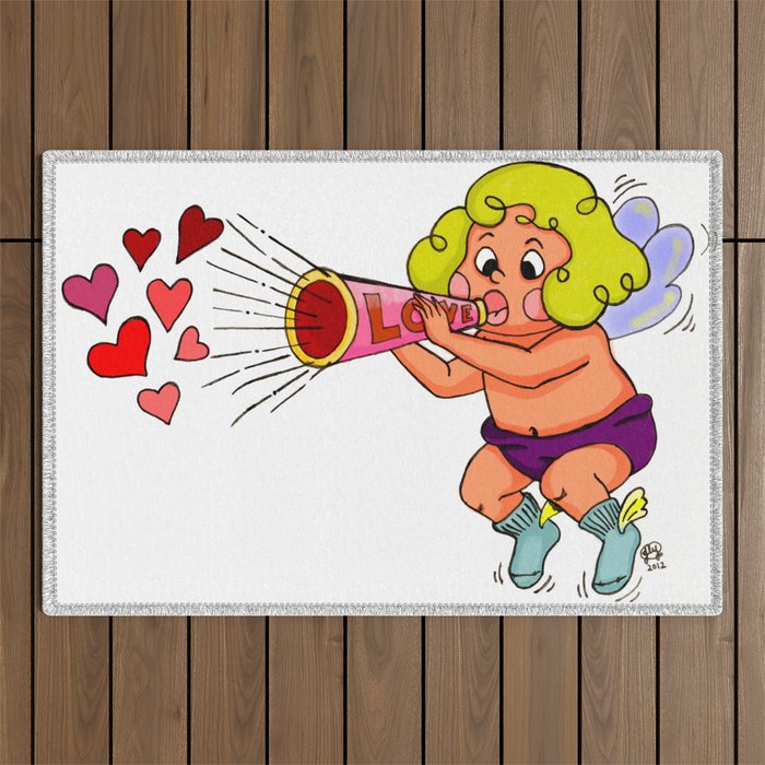 "LOVE - Loud & Clear { Boy Cupid }" by Jesse Young ILLO Outdoor Rug