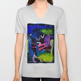 abstract blue V Neck T Shirt
