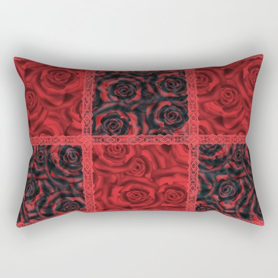 Patchwork . Roses are red. Rectangular Pillow