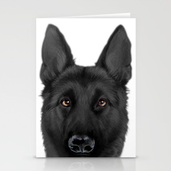 Black German Shepherd Original Painting By Miart Stationery Cards By Miartdesigncreation Society6
