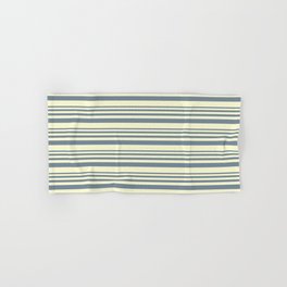 [ Thumbnail: Light Slate Gray & Light Yellow Colored Lined Pattern Hand & Bath Towel ]