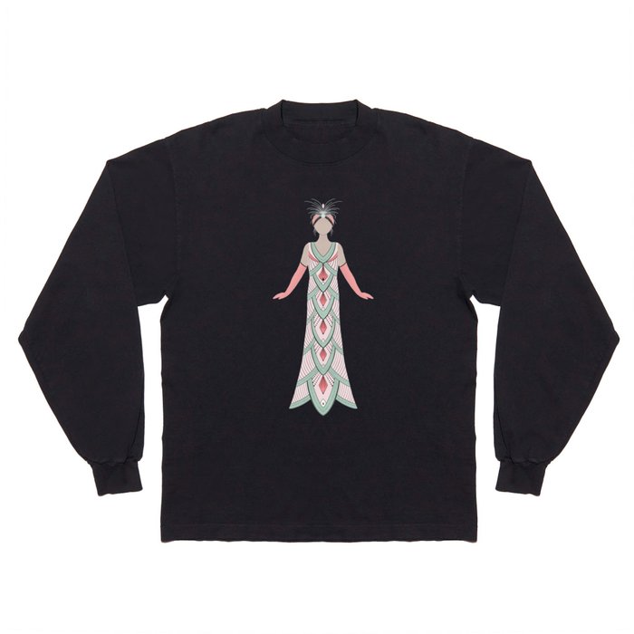 Art Deco Lady in a scale dress Long Sleeve T Shirt