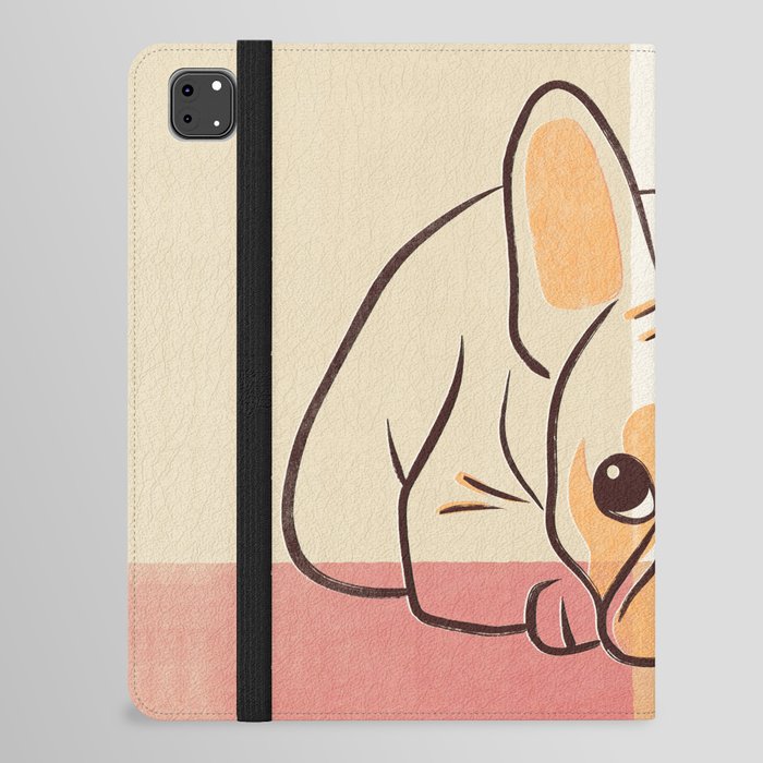 Adorable French Bulldog Puppy Artwork earth tone iPad Folio Case