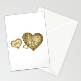 Vintage Gold Hearts Stationery Card
