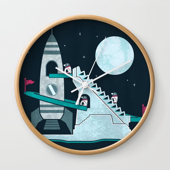 Penguin Space Race Wall Clock