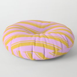 [ Thumbnail: Goldenrod & Plum Colored Stripes Pattern Floor Pillow ]
