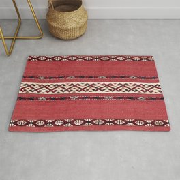 Triangle Stripe Kilim IV 19th Century Authentic Colorful Red Black White Vintage Patterns Area & Throw Rug