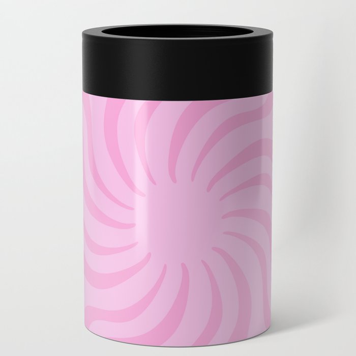 Pink Retro Swirl Spiral 70s Abstract Can Cooler