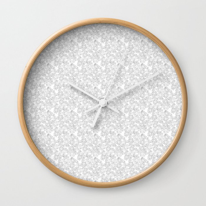 Sunflowers for Ukraine minimal line drawing repeat pattern Wall Clock