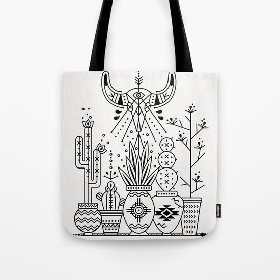Santa Fe Garden – Black Ink Tote Bag