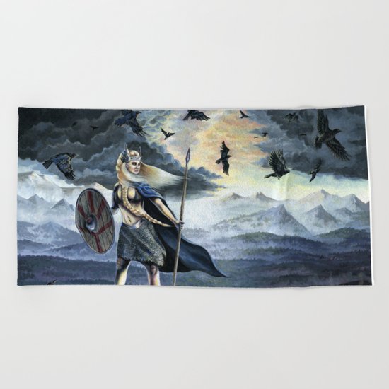 Valkyrie and Crows Beach Towel