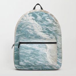 Soft Teal Gold Ocean Dream Waves #1 (mirrored) #water #decor #art #society6 Backpack