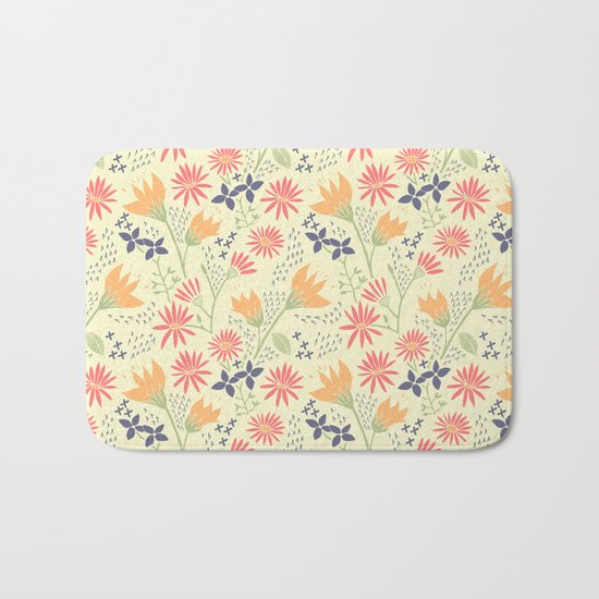 Autumn Floral Pattern Bath Mat