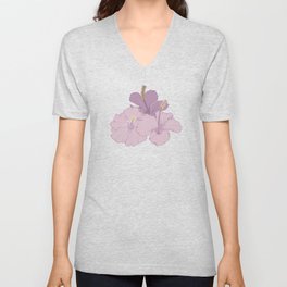 Purple hibiscus flowers V Neck T Shirt