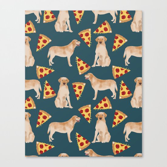 Yellow Labrador pizza cheesy slice of pizza food trendy pet gifts for yellow lab owners dog breed Canvas Print