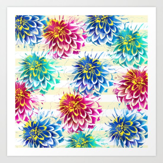 Colorful Dahlias Art Print