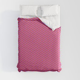 [ Thumbnail: Orchid and Red Colored Pattern of Stripes Duvet Cover ]