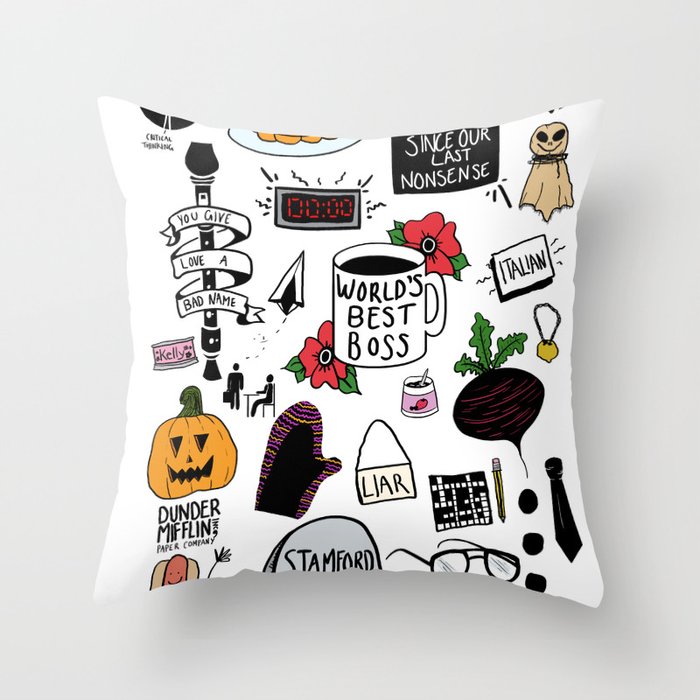 The Office doodles Throw Pillow