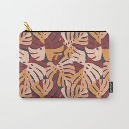 Color Block Monstera Leaves in Maroon Carry-All Pouch