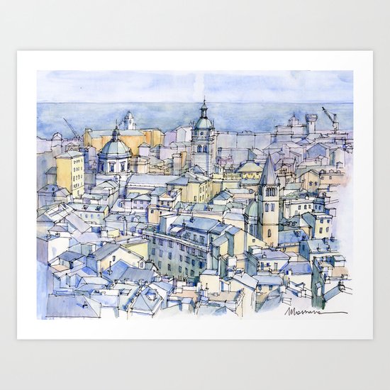 Il centro storico di Genova Art Print