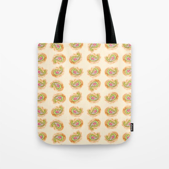 Paisley Watercolor in Tea (tan brown) Tote Bag