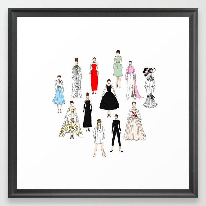 Audrey Fashion Whimsical Layout Framed Art Print
