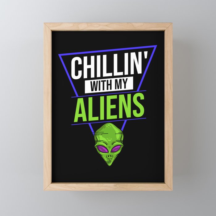 Extraterrestrial Life Alien Funny UFO Framed Mini Art Print