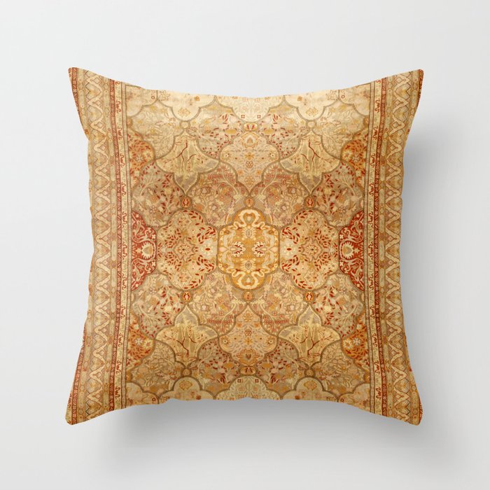 Oversized Antique Turkish Oushak Rug Print Throw Pillow