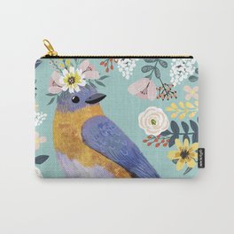 Blue Bird Carry-All Pouch | Curated, Oil, Painting, Birds, Bird, Branches, Nature, Nursery, Digital, Nurseryart 