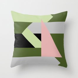Color Block - olive green and rose pink 2 Throw Pillow