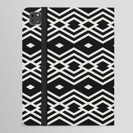 Black and Pale Gray Horizontal Stripe Diamond Pattern - 2022 Trending Color Swiss Meringue DEHW04 iPad Folio Case